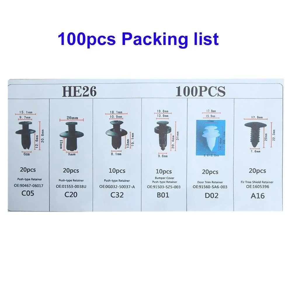 Mixed Size Car Plastic Retainer Clips Automobile Fender Push Pin Rivet Door Trim Panel Retainer Automobile BumperFasteners Tool