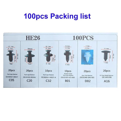 Mixed Size Car Plastic Retainer Clips Automobile Fender Push Pin Rivet Door Trim Panel Retainer Automobile BumperFasteners Tool