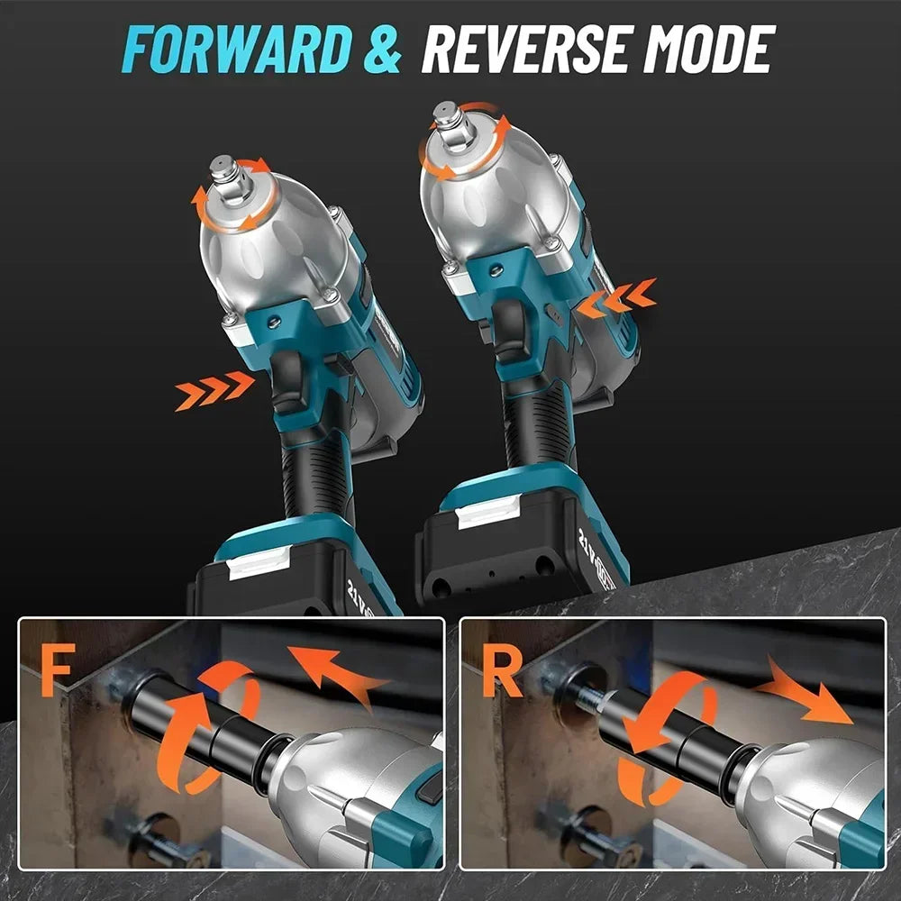 Cordless Impact Wrench 900N.m Power Impact Gun 1/2'' 3300RPM Brushless Electric Impact Driver for Home Car Truck Mower