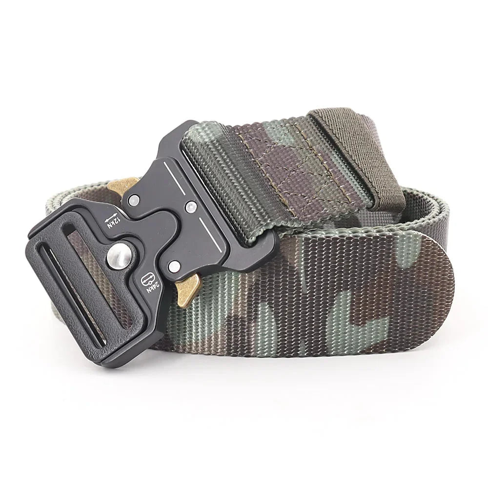 3.8X125cm - Belt Quick Release Outdoor  Metal Belt Soft Real Nylon Sports Accessories Men And Women Black Belt