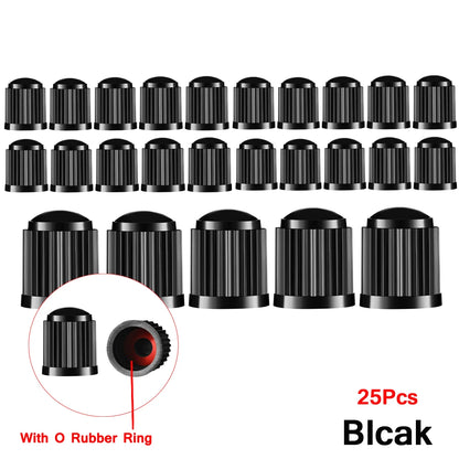 Tire Stem Valve Caps, with O Rubber Ring, Universal Stem Covers for Cars, SUVs, Bike and Bicycle, Trucks, Motorcycles