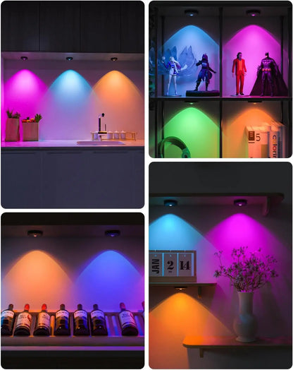 Luz de disco RGB recarregável WILLED com controle remoto Luzes de bateria de 1200mAh, toque regulável sob a luz noturna de iluminação do armário