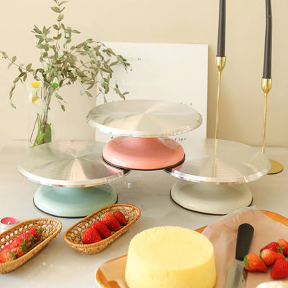 Mesa giratoria de aleación de aluminio para decorar pasteles, herramientas de repostería doméstica, ideal para decorar tú mismo, de 25,4 cm y 30,5 cm. 