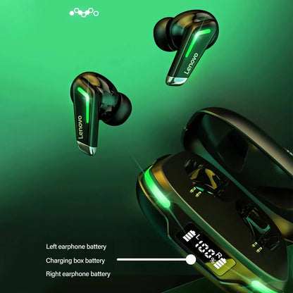 Auriculares deportivos originales Lenovo GM3 Bluetooth 5.0 con reducción de ruido, baja latencia, conexión rápida y modo de espera prolongado.