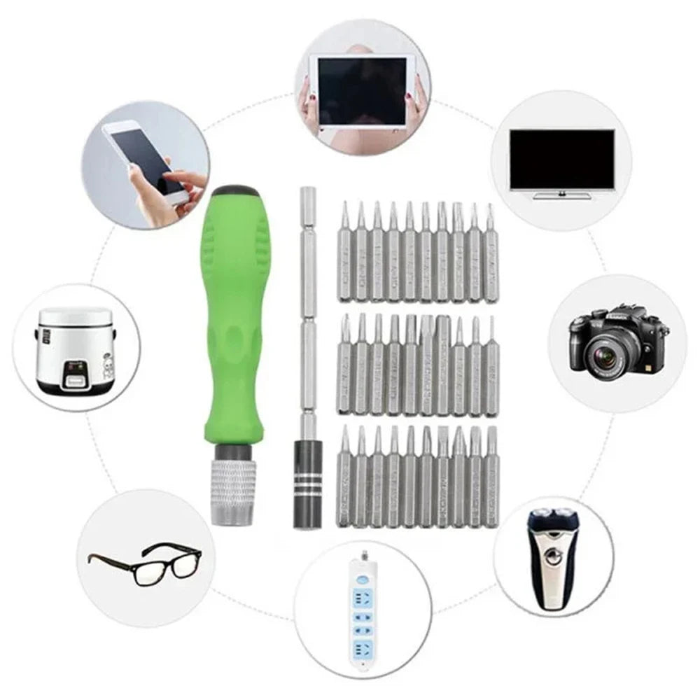 32 In 1 Multifunction Manual Screwdriver Kit for Mobile Phone Computer Electronic Repair Tool Set Product with Extension Rod