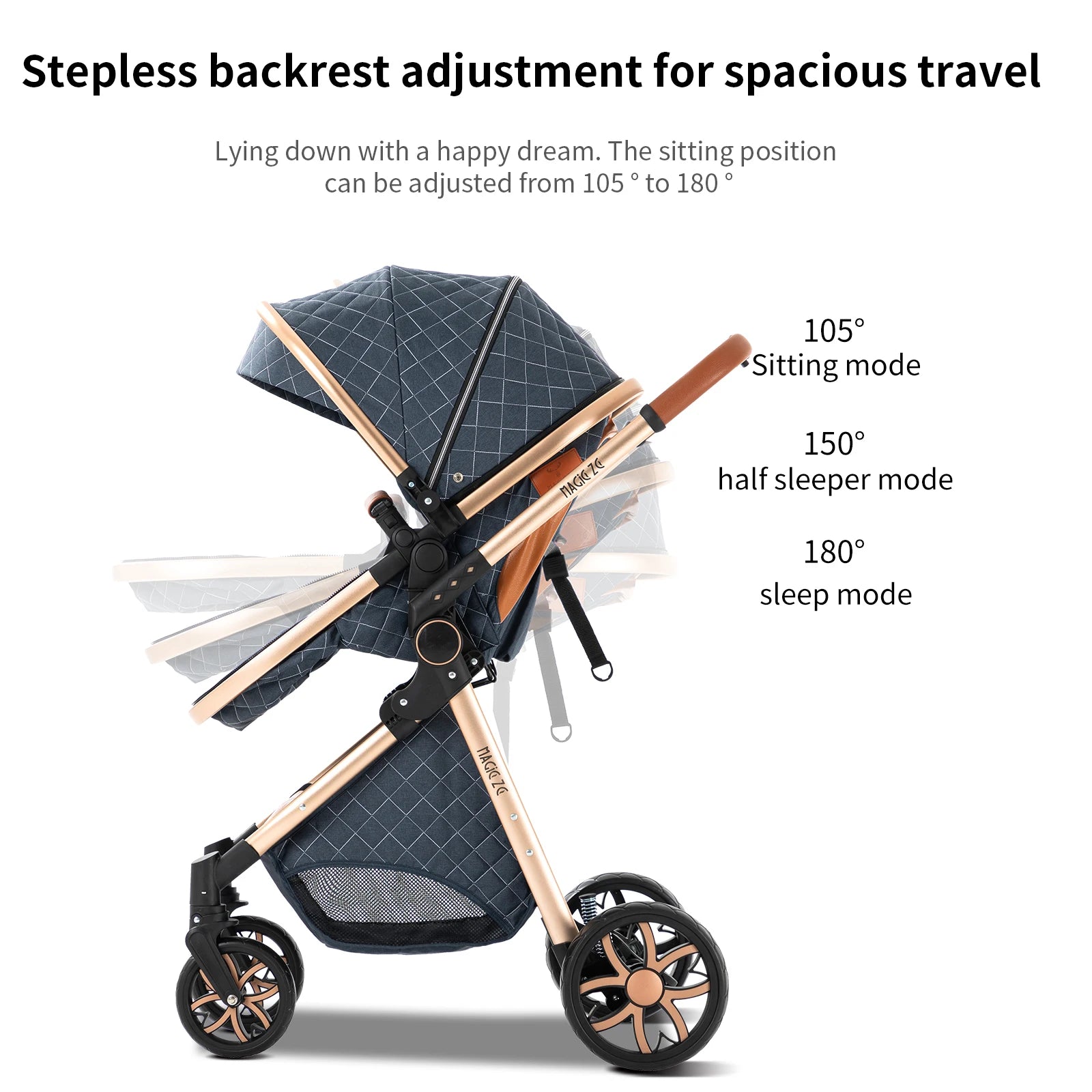 Cochecito de bebé ligero 3 en 1, sistema de viaje de lujo con asiento ajustable, capota y mosquitera para recién nacidos.