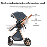 Cochecito de bebé ligero 3 en 1, sistema de viaje de lujo con asiento ajustable, capota y mosquitera para recién nacidos.