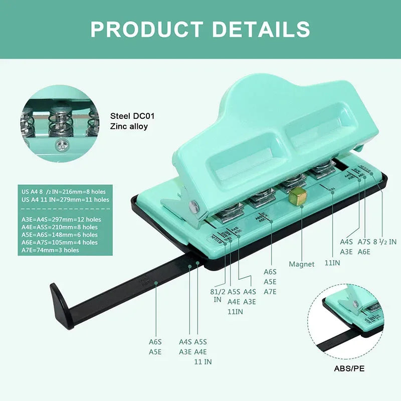 Fromthenon Mushroom Disc Hole Punch 2/4/11 Holes Puncher for A4 B5 A5 Discbound Letter Junior Notebook Planner Stationery