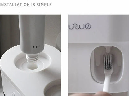 Exprimidor automático de pasta de dientes de pared, dispensador de pasta de dientes, soporte magnético para cepillos de dientes, estante para pasta de dientes, accesorios de baño