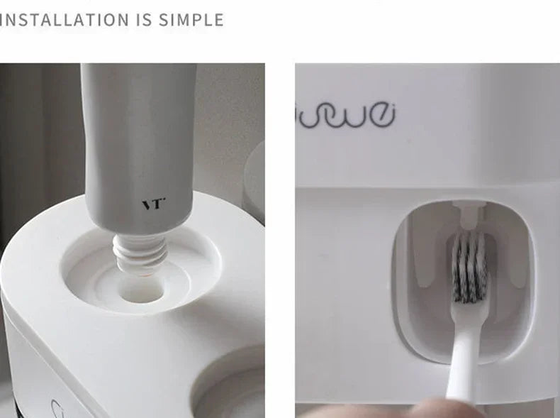 Exprimidor automático de pasta de dientes de pared, dispensador de pasta de dientes, soporte magnético para cepillos de dientes, estante para pasta de dientes, accesorios de baño