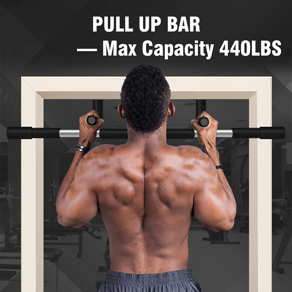 Barra de dominadas para puerta, portátil, para entrenamiento de la parte superior del cuerpo, para interiores, multifuncional, para colgar, entrenador de fitness, equipo para el hogar