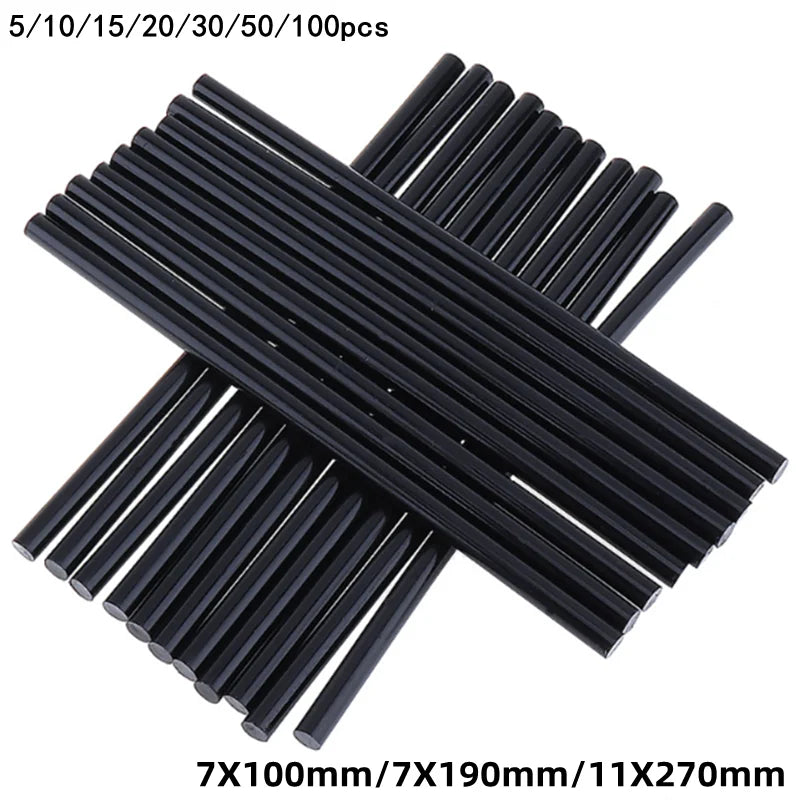 Pistola de cola adesiva preta para carro, Bastão de cola quente, Silicone para Hot Melt, 7mm, 11mm, Ajuste para torneiras de cozinha, Artigos do banheiro, 1 Pc, 20Pcs