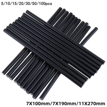 Pistola de cola adesiva preta para carro, Bastão de cola quente, Silicone para Hot Melt, 7mm, 11mm, Ajuste para torneiras de cozinha, Artigos do banheiro, 1 Pc, 20Pcs