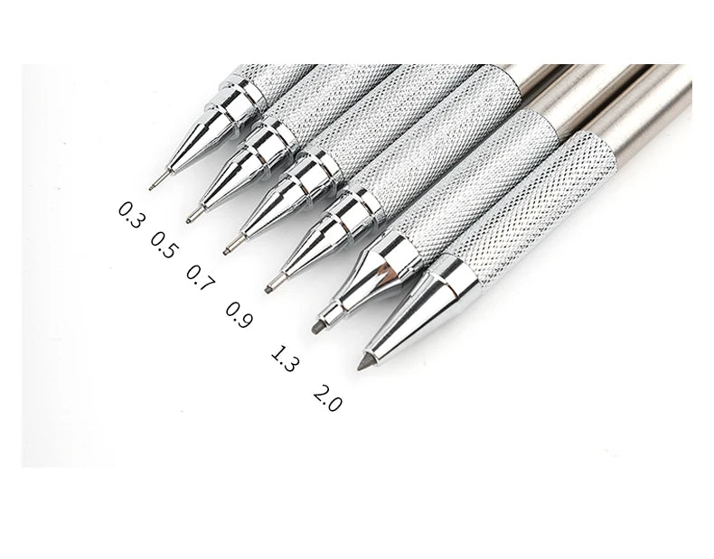 Mechanical Pencil Set 0.3 0.5 0.7 0.9 1.3 2.0mm Full Metal Art Drawing Painting Automatic Pencil with Leads Office School Supply