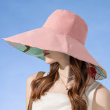 Xinbaoguan 100% Cotton European and American Cross-Border Women's New Double-Sided Fisherman Hat Summer Enlarged Brim Sun Hat
