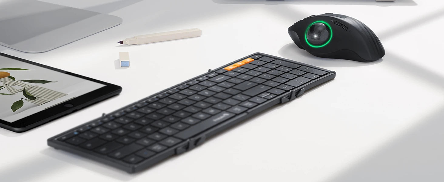 Folding Keyboards with Numeric Keypad Bluetooth Wireless Portable Silm Full-SizeT Foldable Keyboard for Travel Computer PC iPad