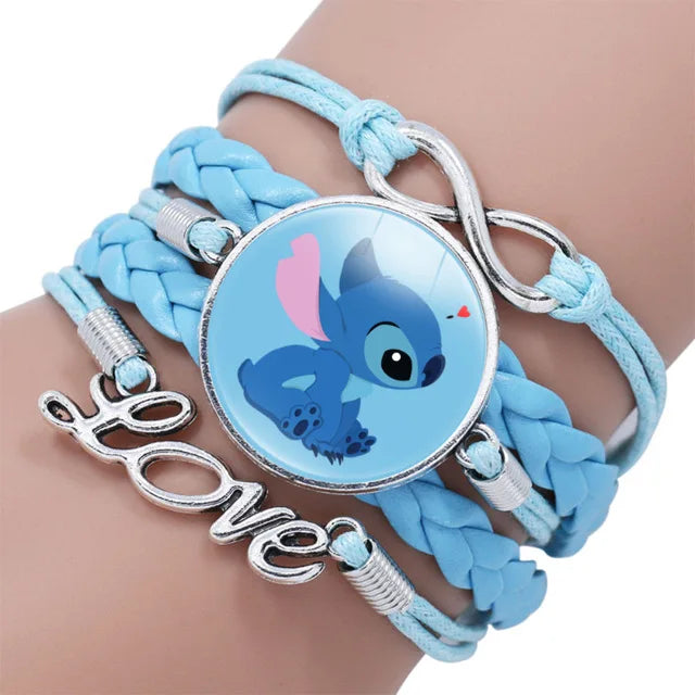 Anime Figura Brinquedos para Crianças, Lilo e Stitch Pulseira, Impressão Kawaii, Pulseira Bonita, Presente de Festa de Natal, 1 Pc