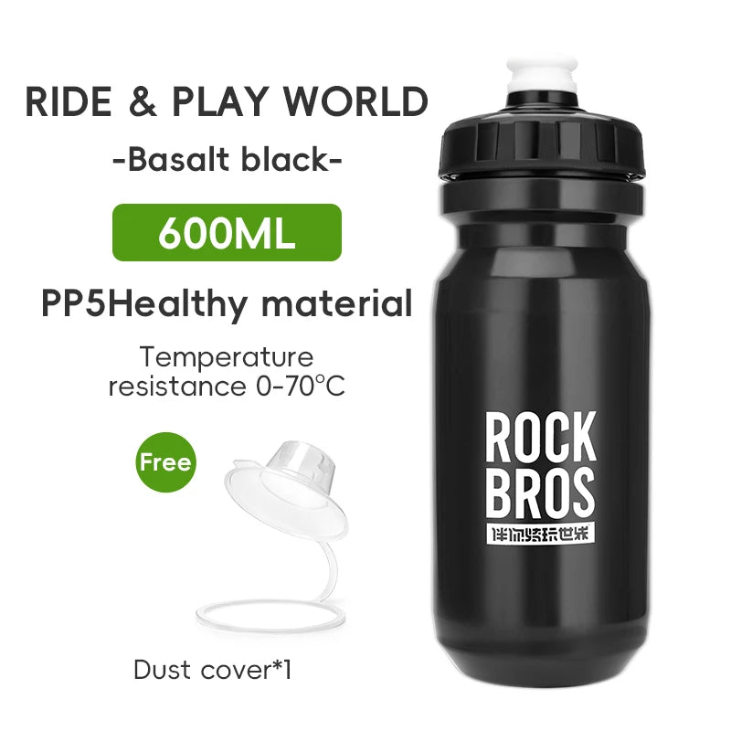 ROCKBROS Cycling Water Bottle 600ml Lightweight Bottle With Dust Cover Gym Water Kettle Drink Outdoor Sports Bike Accessories