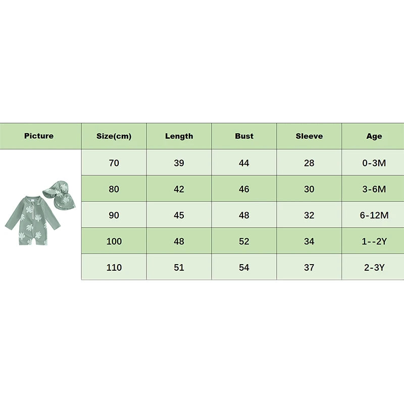Tregren Toddler Boys Rash Guard Swimsuit Long Sleeve Turtle/Dinosaur Print Infant Bathing Suit Swimwear with Swim Caps Beachwear