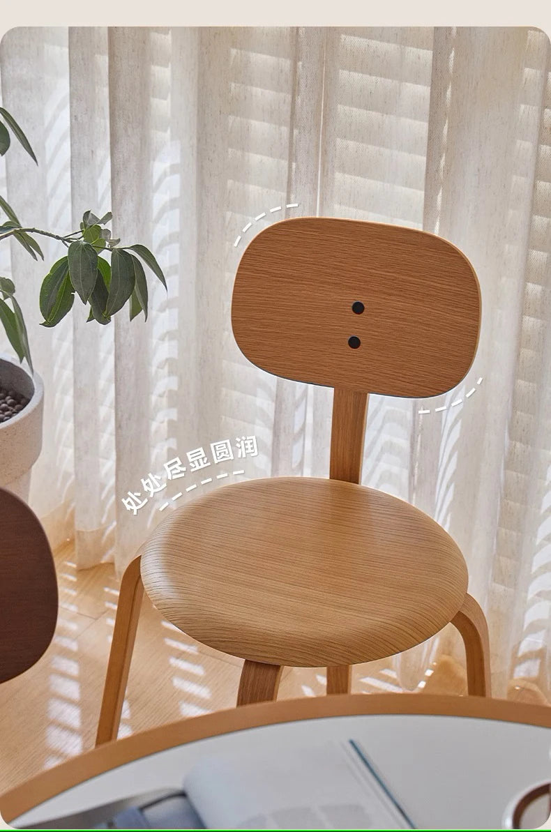 Nordic Plywood Dining Round Seat Stackable Vintage Curved Backrest Chair