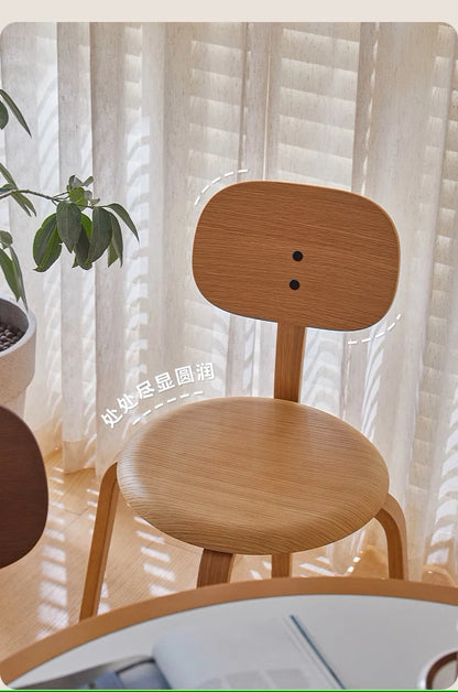 Nordic Plywood Dining Round Seat Stackable Vintage Curved Backrest Chair
