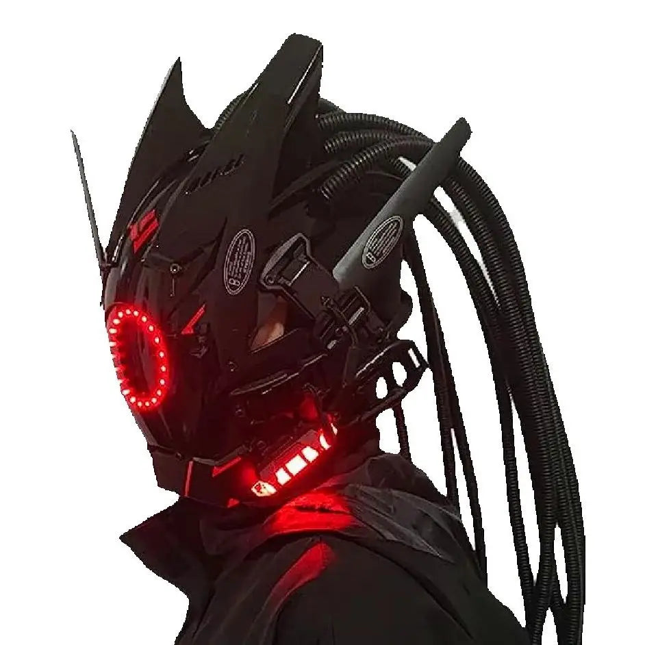 Capacete Cyberpunk com LED – Máscara para Festas, Halloween, Natal e Cosplay – Presente para Adultos