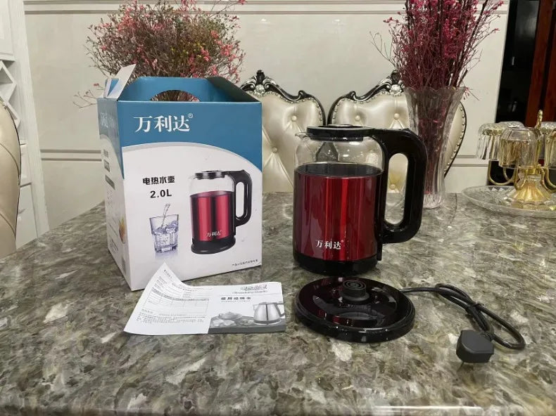 220V 2000ML Glass Electric Kettle Water Fast Boiling Pot Multi Cooker Household Heating Kettle Pot