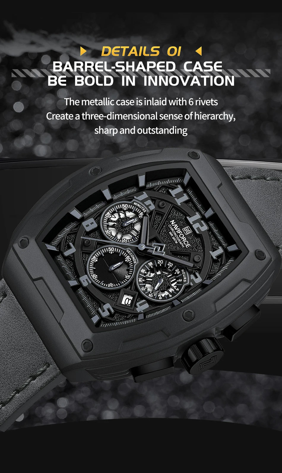 NAVIFORCE Luxury Brand Men's Sports Watch Quartz 24-Hour Chronograph Waterproof Male Wristwatches Date Display Clock Reloj Hombre