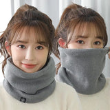 New Warm Neck Cover Neckerchief Winter Plush Muffler Woolen Knitting Fashion Solid Color Men Women Cold-proof Scarf Outdoors