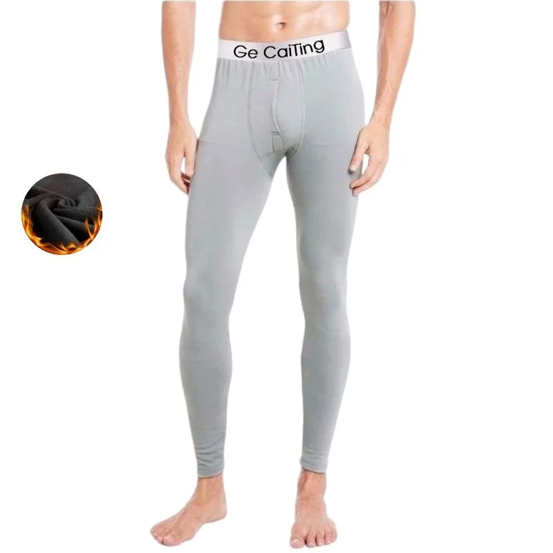 Thermal Underwear Men Thin Fleece Leggings Elastic Underpants Solid Color Render Pants Slim Men Clothing Soft