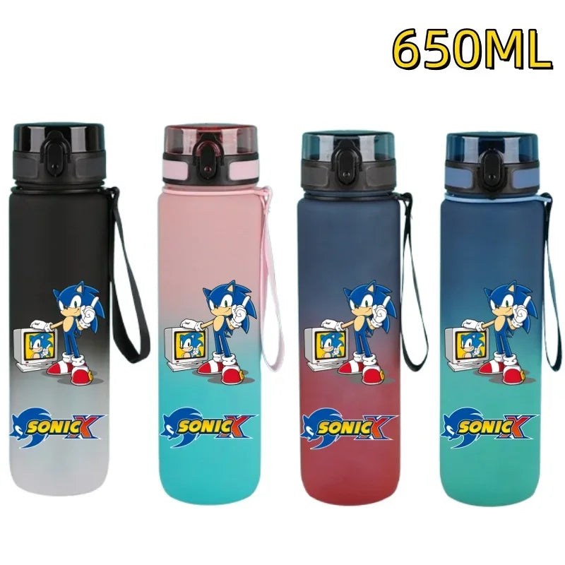 650ML Sonic Hedgehog Sport Water Bottle Large Capacity Cartoon Portable Plastic Water Bottle Drinking Cup Student Birthday Gifts