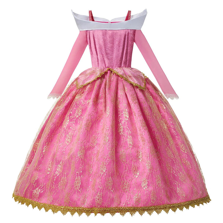 Girls Sleeping Beauty Aurora Cosplay Princess Dress Kids Rapunzel Frozen Elsa Cinderella Costume Party Clothing 2-10 Years