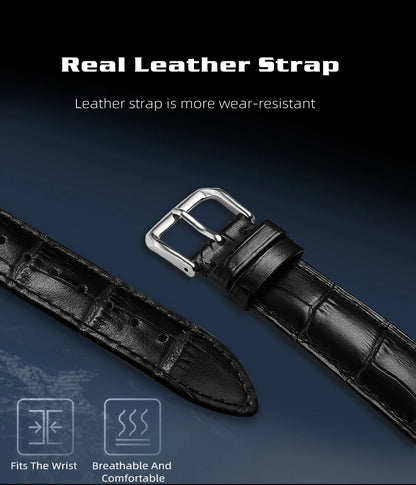 Reloj NORTH EDGE EVOQUE 3 Pilot Series para hombre, de aviación, militar, con energía solar, correa de cuero, caja luminosa de acero inoxidable.