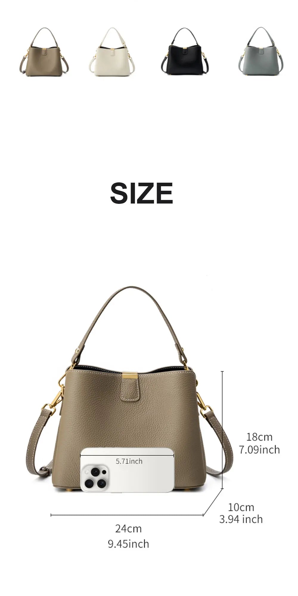 100% Genuine Leather Women's Bucket Bag Luxury Designer Versatile Shoulder Bag Women Commuter Crossbody Bags Female Handbag