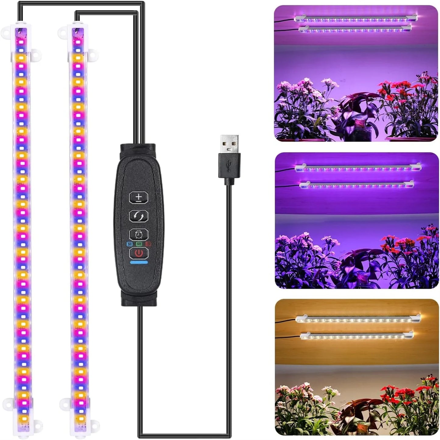 Lámpara LED de cultivo para interiores de 3 colores, USB, DC5V, temporizador, fitolamp para plantas, bombilla LED regulable, fitolamps de espectro completo, hidroponía 