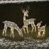 3 piezas de alce de hierro con diseño de ciervo para decoración navideña de jardín con luz LED brillante y purpurina, adorno navideño para exteriores, hogar y patio. 