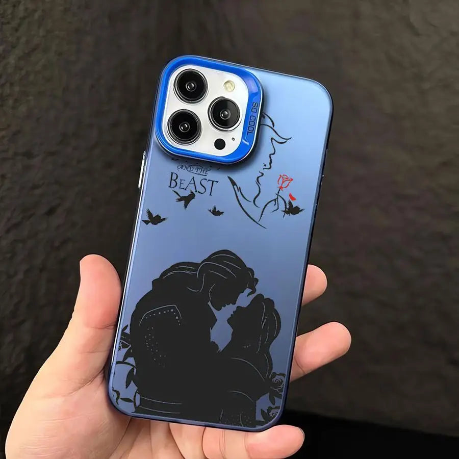 Funda plateada colorida para Apple iPhone 11, 13, 15, Pro Max, 14 Plus, 12, 16, funda de silicona a prueba de golpes, Princesa Bella Disney