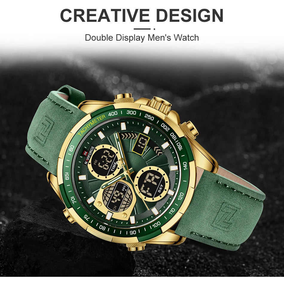 New NAVIFORCE Watches for Men Leather Men's Military Sport Waterproof Watch Quartz Wristwatch Chronograph Male Clock