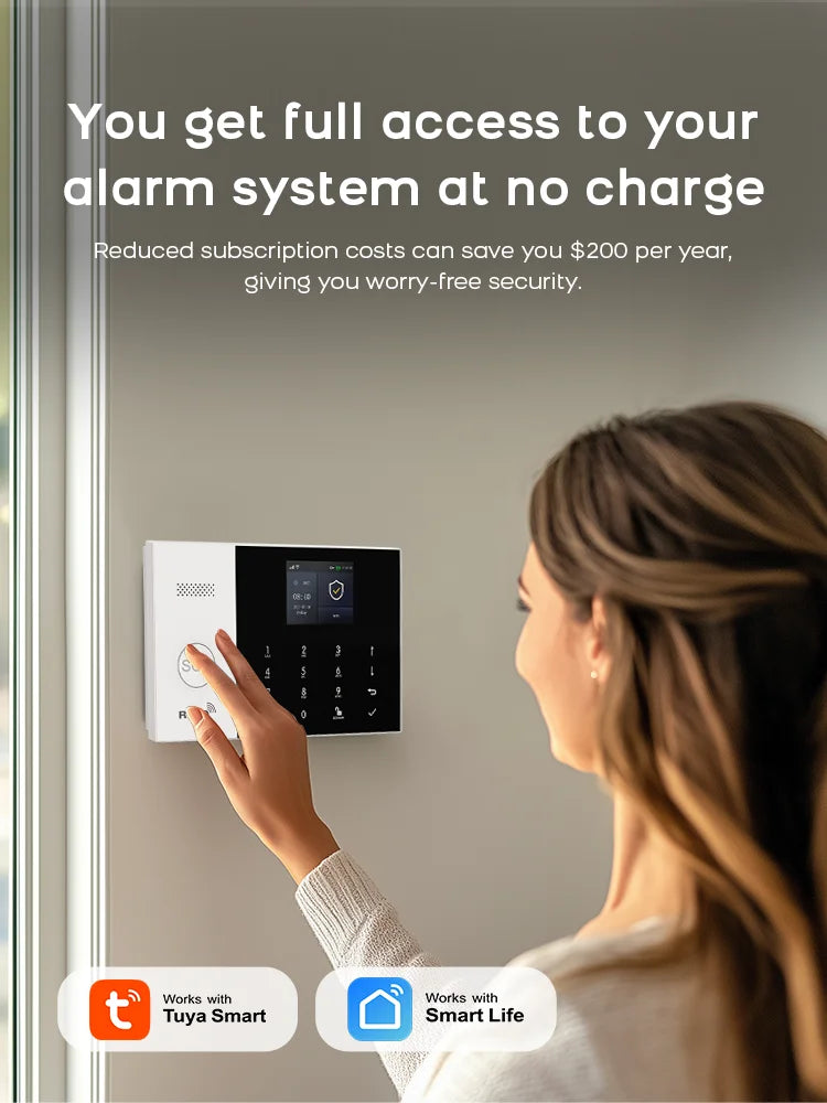 PGST Residential Tuya Smart Gsm Wifi Alarm System for Home Wireless Security Alarm House Smart Life App Control work with ALexa