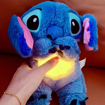 Muñeco de peluche Disney Stitch, oso de peluche que respira y duerme, con música relajante, compañero de juegos Kawaii, juguete de peluche ligero para niños, regalo para niños