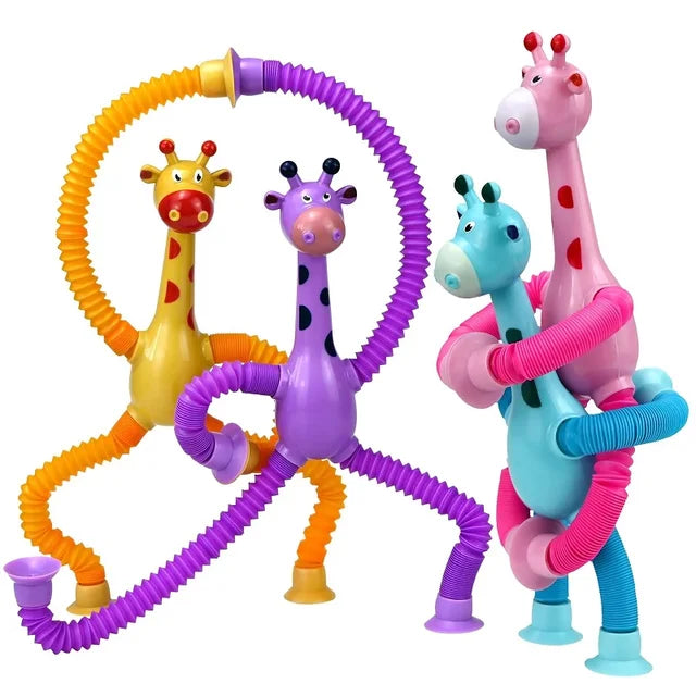 Juguetes navideños con ventosa para niños, tubos de pop, antiestrés, jirafa telescópica, juguete educativo Montessori, regalo para niños 