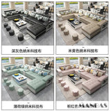 Linlamim Fabric Sofa Set Furniture Living Room Sofa Set with USB and Stools / Big U Shape Cloth Couch Sofas for Home Furniture
