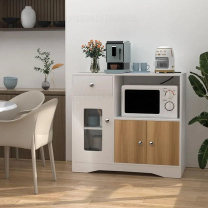 European Kitchen Cabinets Wooden Dining Cabinet Large Capacity Dustproof Tableware Storage 83x40x80cm Home Kitchen Furniture