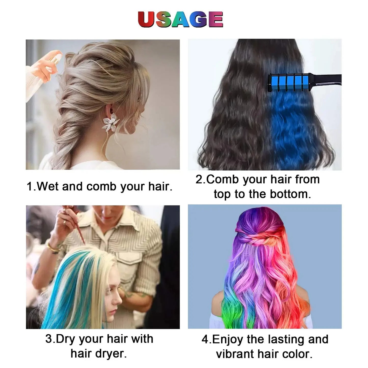 Juego de 10 peines para teñir el cabello multicolor para niños, kits de maquillaje de moda, peines desechables para teñir el cabello, juguetes para niñas, pintura para el cabello