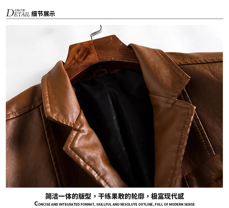 Chaquetas de cuero para hombre, estilo coreano, ajustadas, de moda, tallas grandes M-6XL, 2024