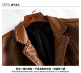 2024 Men's Leather Jackets Lapel Business Leather Jackets Men Pu Blazers Korean Style Slim Fashion Leather Coat Plus Size M-6XL