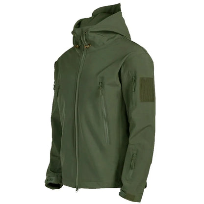 TRAF 2024 Nueva chaqueta de piel de tiburón de moda, suave y táctica, resistente al viento, impermeable, con capucha para hombre.
