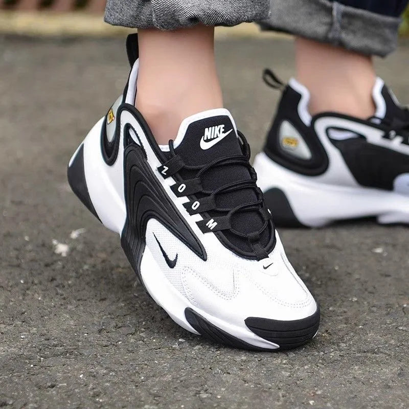 Nike Zoom 2K Air Speed Foam Non-Slip Breathable Mid-Top Air Cushion Casual Urban Commuting Running Shoes Women's Black and White Panda Ao0354-100