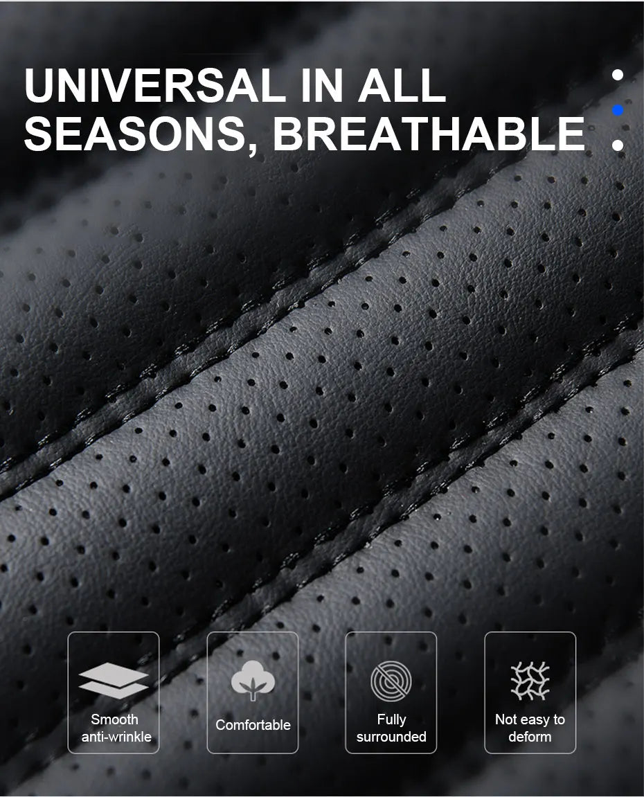 SEAMETAL Full-Wrapped Car Seat Cover Breathable Hole PU Car Front Seat Cushion Universal Anti Slip Auto Chair Protector Cover