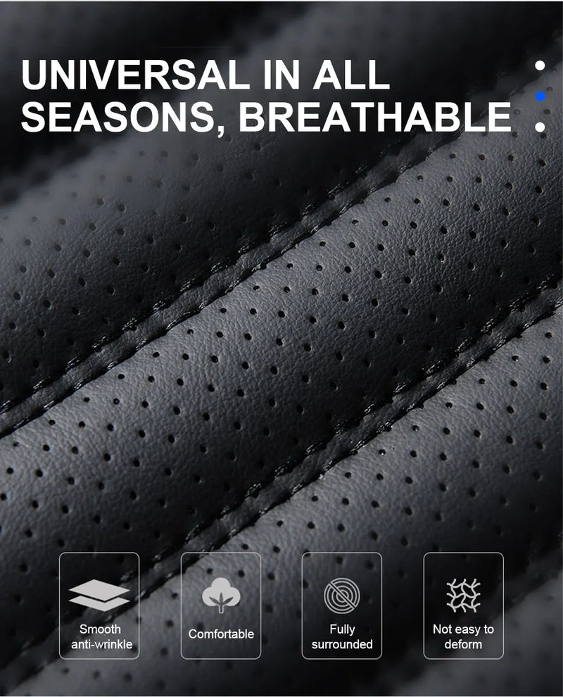 SEAMETAL Full-Wrapped Car Seat Cover Breathable Hole PU Car Front Seat Cushion Universal Anti Slip Auto Chair Protector Cover